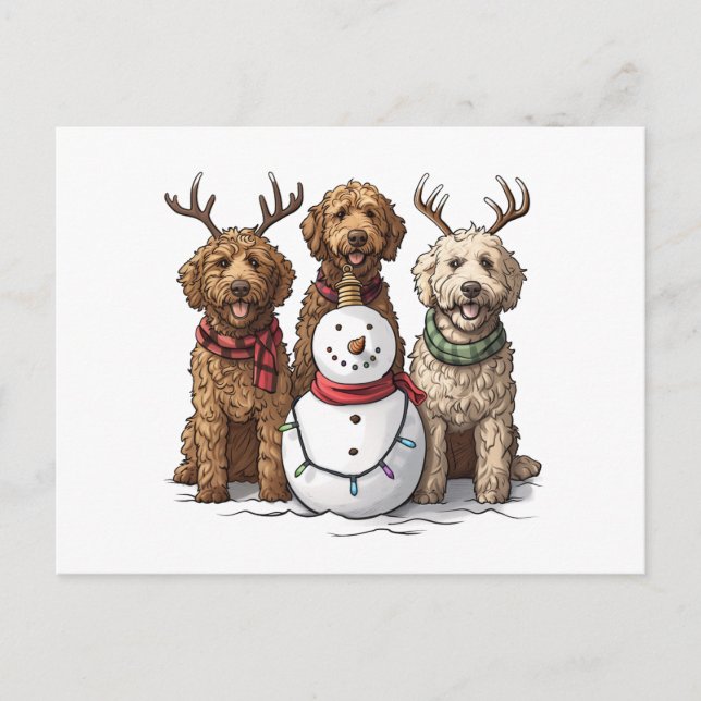 Christmas Goldendoodle Dogs Holiday Postcard (Front)