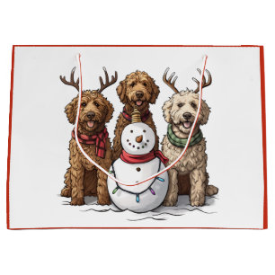 Christmas Goldendoodle Dogs Large Gift Bag