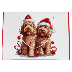 Christmas Goldendoodle Dogs Large Gift Bag