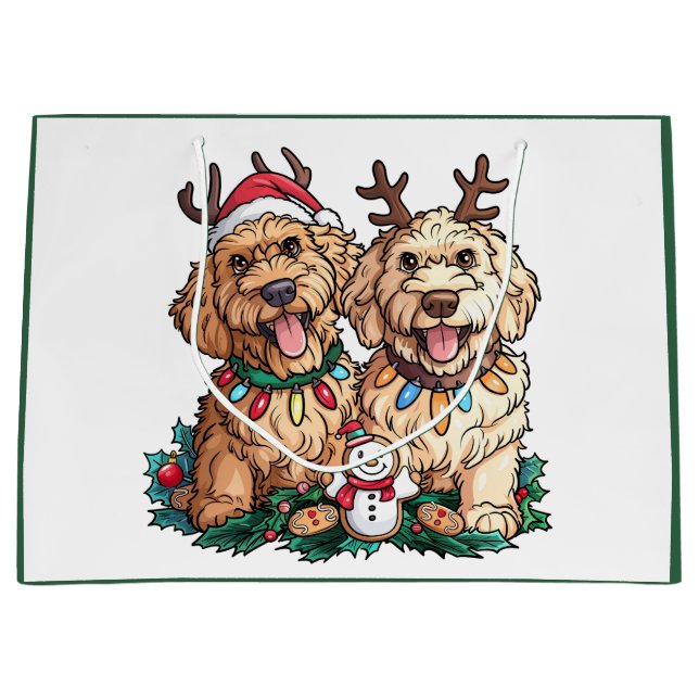 Christmas Goldendoodle Dogs Large Gift Bag (Front)