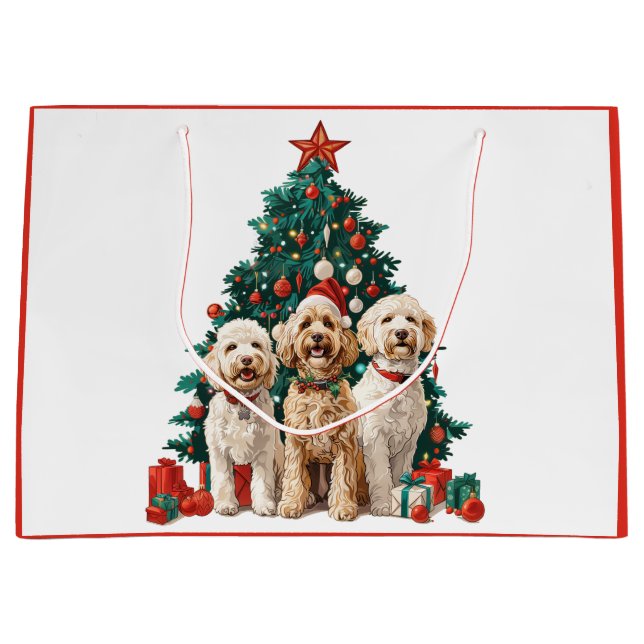 Christmas Goldendoodle Dogs Large Gift Bag (Front)