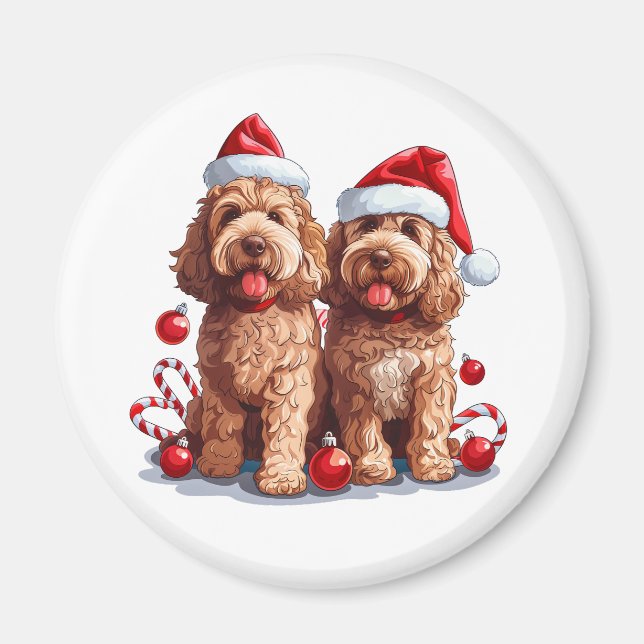 Christmas Goldendoodle Dogs Magnet (Front)