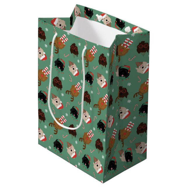 Christmas Goldendoodle Dogs Medium Gift Bag (Front Angled)