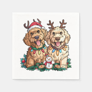 Christmas Goldendoodle Dogs Napkin