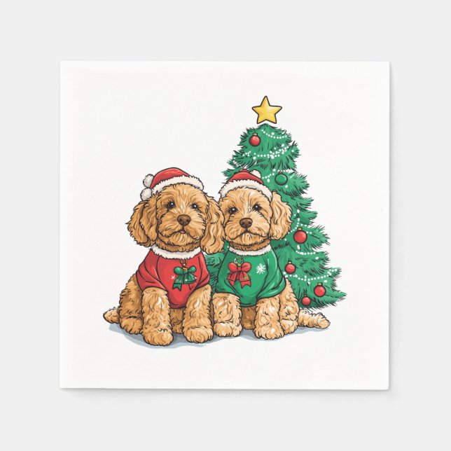Christmas Goldendoodle Dogs Napkin (Front)