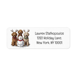 Christmas Goldendoodle Dogs Return Address Label