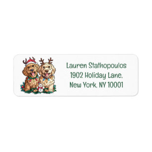 Christmas Goldendoodle Dogs Return Address Label