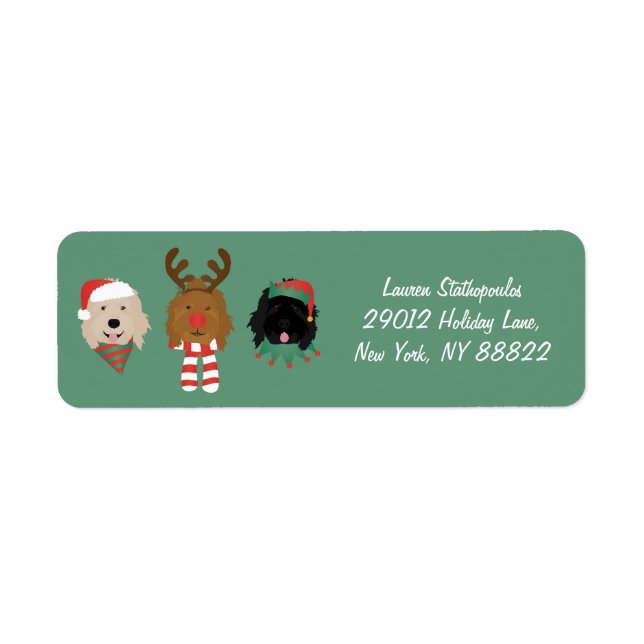 Christmas Goldendoodle Dogs Return Address Label (Front)