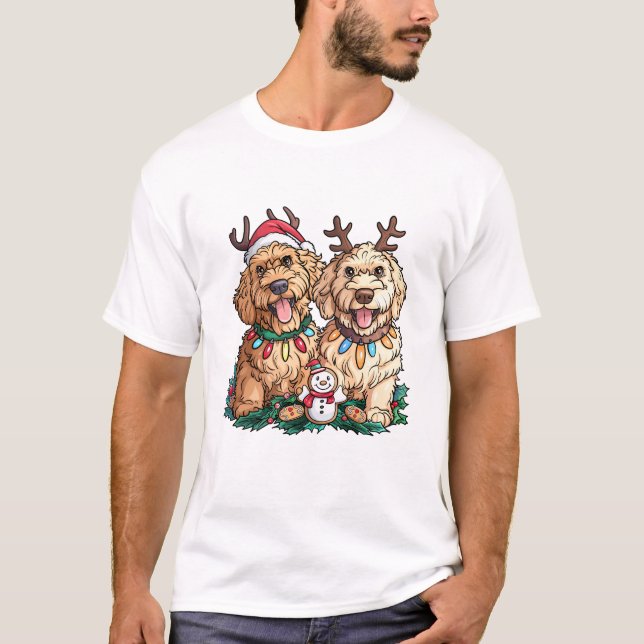 Christmas Goldendoodle Dogs T-Shirt (Front)