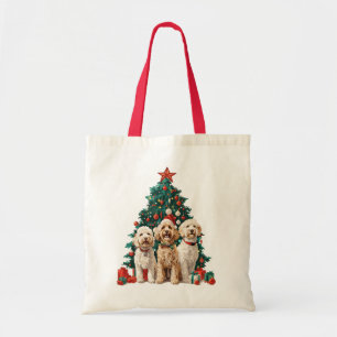 Christmas Goldendoodle Dogs Tote Bag