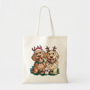 Christmas Goldendoodle Dogs Tote Bag
