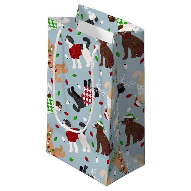 Christmas Goldendoodle Labradoodle Small Gift Bag (Front Angled)