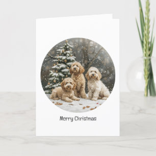 Christmas Goldendoodle Puppy Dogs Holiday Card
