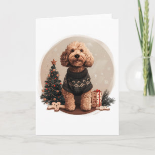 Christmas Goldendoodle Puppy Dogs Holiday Card