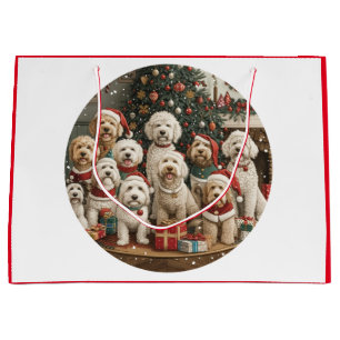 Christmas Goldendoodle Puppy Dogs Large Gift Bag