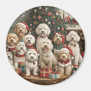 Christmas Goldendoodle Puppy Dogs Magnet