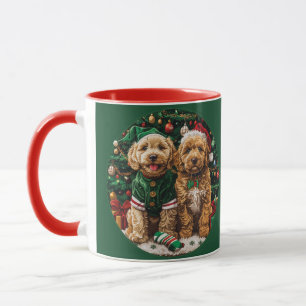 Christmas Goldendoodle Puppy Dogs Mug