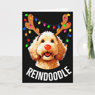 Christmas Goldendoodle Reindeer Doodle Dog Reindoo Card