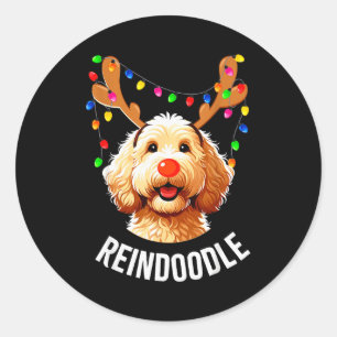 Christmas Goldendoodle Reindeer Doodle Dog Reindoo Classic Round Sticker