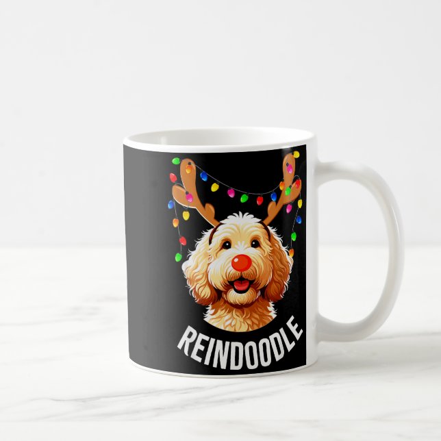 Christmas Goldendoodle Reindeer Doodle Dog Reindoo Coffee Mug (Right)