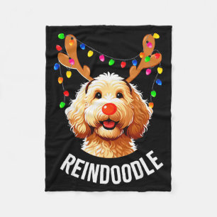 Christmas Goldendoodle Reindeer Doodle Dog Reindoo Fleece Blanket