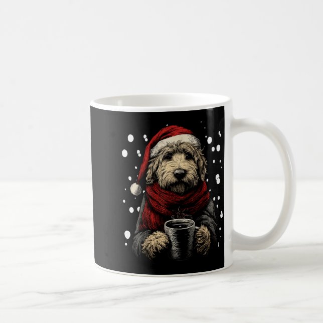 Christmas Goldendoodle Santa Hat Coffee Lover Funn Coffee Mug (Right)