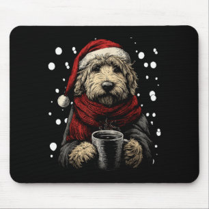 Christmas Goldendoodle Santa Hat Coffee Lover Funn Mouse Pad