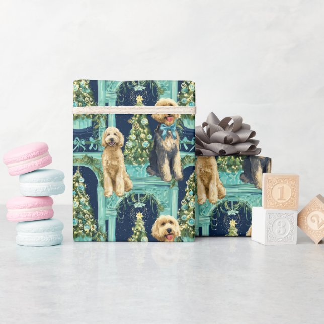 Christmas Goldendoodle Vignette Wrapping Paper (Baby Shower)