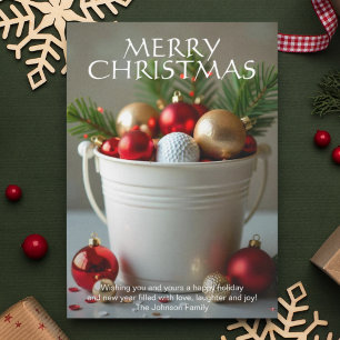 Christmas Golf Ball Bucket Holiday Card