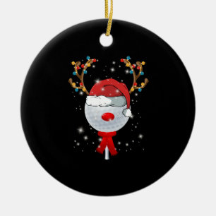 Christmas Golf Ball Ceramic Ornament