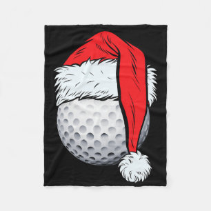 Christmas Golf Ball Santa Hat Xmas Golfing Boys Me Fleece Blanket