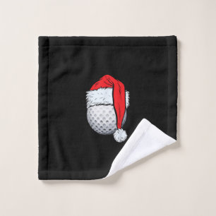Christmas Golf Ball Santa T Hat Funny Sport Xmas Wash Cloth