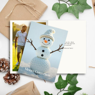 Christmas Golf Ball Snowman • Family Photo Holiday Card