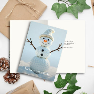 Christmas Golf Ball Snowman Holiday Card