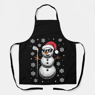 Christmas Golf Ball Snowman Santa Sunglasses Xmas Apron