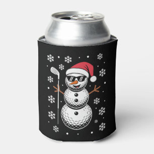Christmas Golf Ball Snowman Santa Sunglasses Xmas Can Cooler