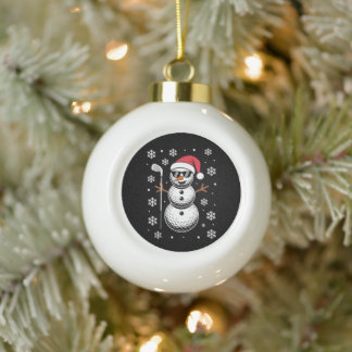 Christmas Golf Ball Snowman Santa Sunglasses Xmas Ceramic Ball Christmas Ornament