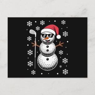 Christmas Golf Ball Snowman Santa Sunglasses Xmas Holiday Postcard