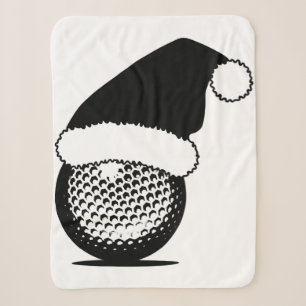 Christmas Golf Ball with Santa Hat Sherpa Blanket