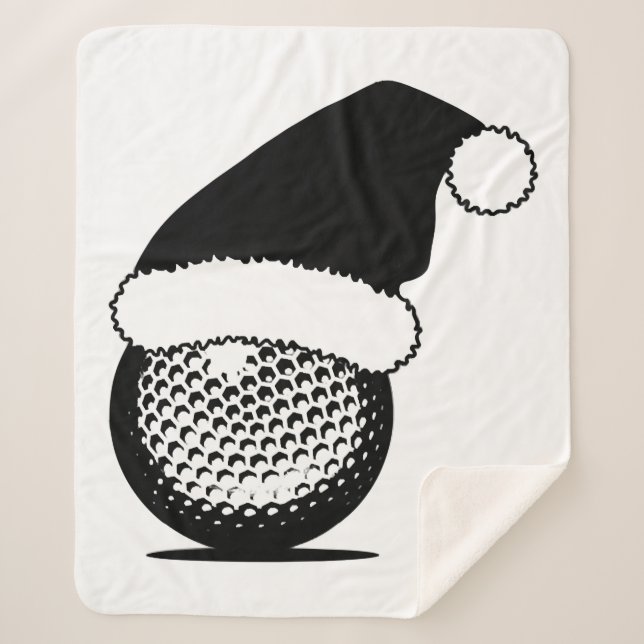 Christmas Golf Ball with Santa Hat Sherpa Blanket (Front)