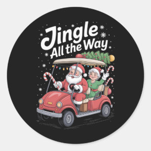 Christmas Golf Cart Parade Santa And Mrs St Nick Classic Round Sticker