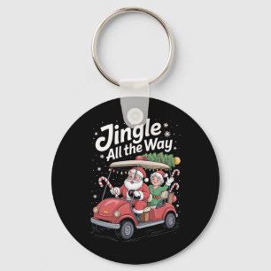 Christmas Golf Cart Parade Santa And Mrs St Nick Key Ring