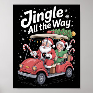 Christmas Golf Cart Parade Santa And Mrs St Nick Poster