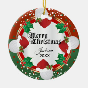 Christmas Golf Design DIY Name Ceramic Ornament