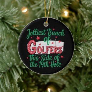 Christmas Golf Funny Jolliest Bunch Of Golfers Ceramic Ornament