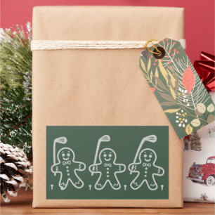 Christmas Golf Gingerbread Man Golfing Rectangular Sticker