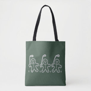 Christmas Golf Gingerbread Man Golfing Tote Bag