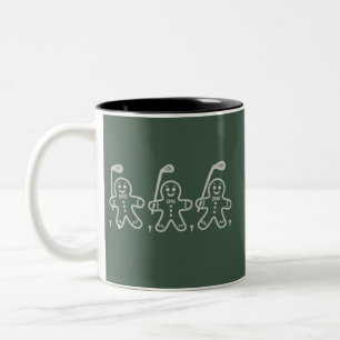 Christmas Golf Gingerbread Man Golfing Two-Tone Coffee Mug