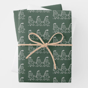 Christmas Golf Gingerbread Man Golfing Wrapping Paper Sheet