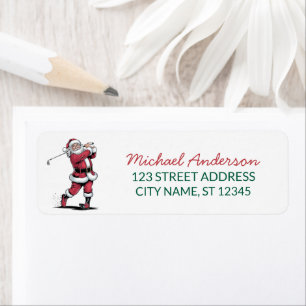Christmas Golf Golfer santa claus Return Address   Label